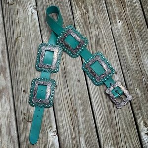 L&B Turquoise Leather Concho Belt